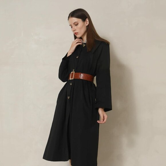 Women Leather Wide Fashion Thick Dress Belt With Gold Buckle Belt Brown Gold